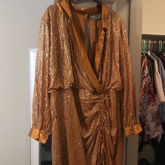 Mustard Sequined Dress - Picture 4 of 8